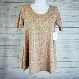 LuLaRoe Womens Perfect T Sz XS Pink Green Floral Short Sleeve